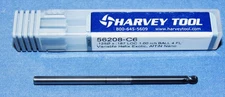 Harvey Tool Carbide long reach Ball end mill 1/8 dia. X 3/16 LOC  1" Reach 4 F
