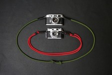 Handmade Adjustable Rope Camera Strap 80 140 cm Leather Ends, Green Red