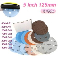 5 Inch 125mm Wet and Dry Sanding Discs Sandpaper Film Pads 600-5000 Grit 5 Hole