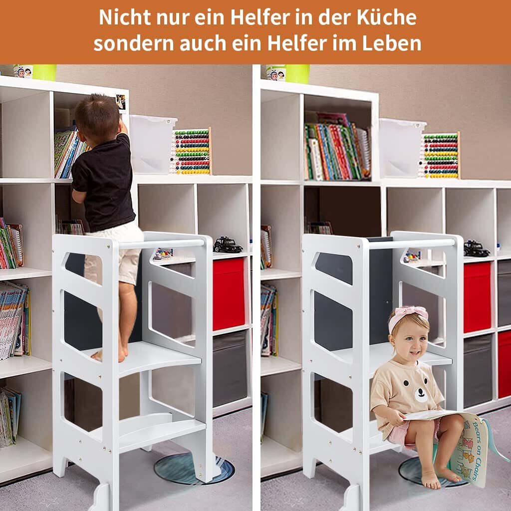 2-in-1 Lernturm Kinder Montessori Learning Tower Küche Tritthocker Einstellbar