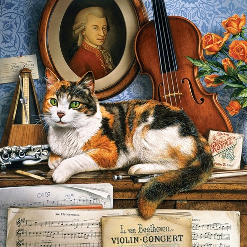 Jigsaw Puzzle Animal Cat named Gerschwin 1000 piece NEW 25" x 25" Catalogy - 第 1/1 張圖片