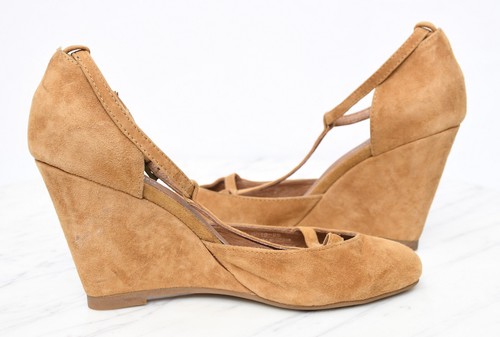 Free People Jeffrey Campbell Wedge Tan Suede Heels Ankle Strap Womens Sz 6.5 - Picture 5 of 7