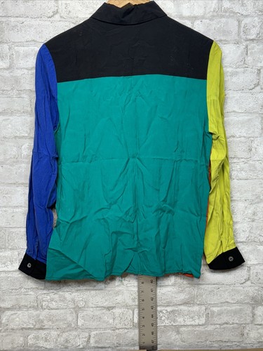 Studio Silk Rainbow Button Up Long Sleeve Shirt Size Medium - Picture 3 of 3