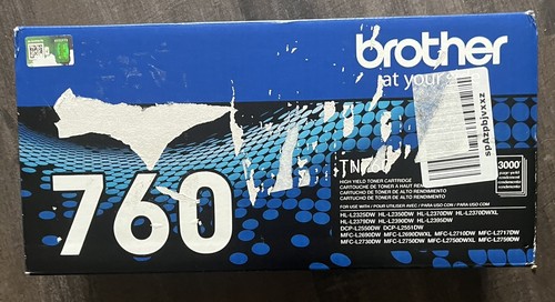 Brother Genuine TN760 High Yield Black Toner Cartridge Black Printer Ink