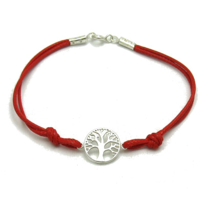 Sterlingsilber Armband gestempelt massiv 925 Baum des Lebens mit roter Schnur Kaiserin