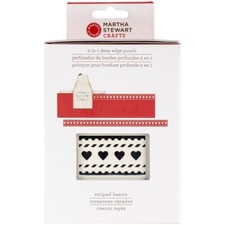 Martha Stewart 2-In-1 Deep Edge Punch-Love Notes STRIPED HEARTS 2.5"X1.25" HTF