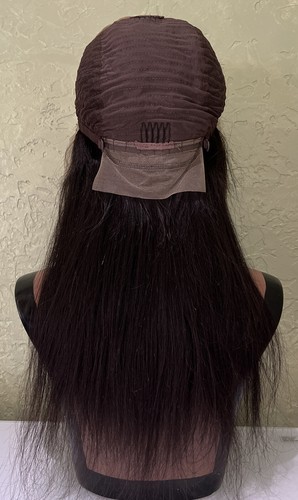 Fake Scalp Lace Front Real Human Hair Wig Natural Black Straight 20” 13x6 L - Picture 9 of 12