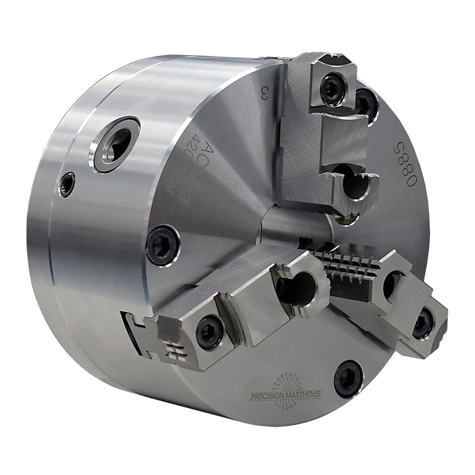 P MATTHEWS 6" ADJUSTABLE SET TRUE TYPE 3 JAW LATHE CHUCK .0004" D1-4 D14 CAMLOCK - Image 4 of 4