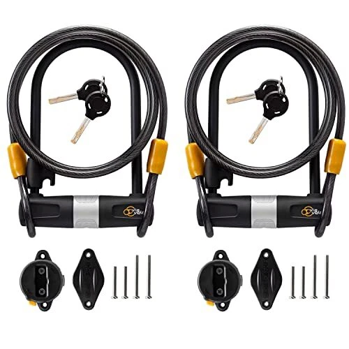 Via Velo 2 Bicycle U Lock Set Same Key System 4 Keyed Alike 2 Pack U locks A