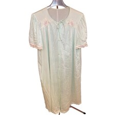 Vintage Deena Light Blue Short Sleeved Lace Trimmed Nightgown Sz L