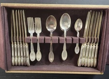 Antique Flatware Set Partial Alvin Patent Diana Monogramed With Box 33 Pc 1910