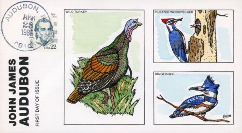 US 1863 Collins Hand Painted FDC John Audubon Set of 2