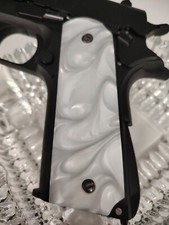 Colt White Pearl 1911 Grips for Government, Commander full size with Ambi Cut