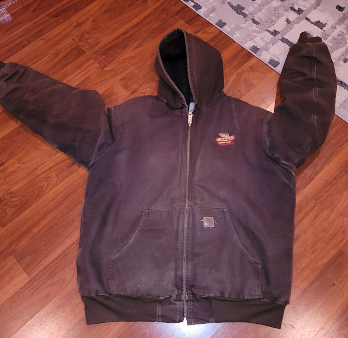 VTG Carhartt J25 DKB Mens XL-Tall Sandstone Hooded Work Duck VTG Carhartt J25 DKB Mens XL-Tall Sandstone Hooded Work Duck