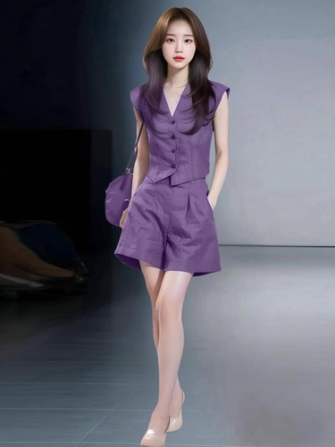 Fashion Women Suit Summer New V-neck Sleeveless Top Wide Leg Pants Two-piece Set - Picture 6 of 13