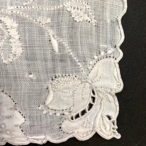 Linen Brides Floral Wedding Handkerchief Embroidered Bridesmaid Cottage Core Vtg - Picture 5 of 7