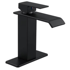 Bathroom Faucet Waterfall 1-Handle Low-Arc Matte Black  Drain Not Included  