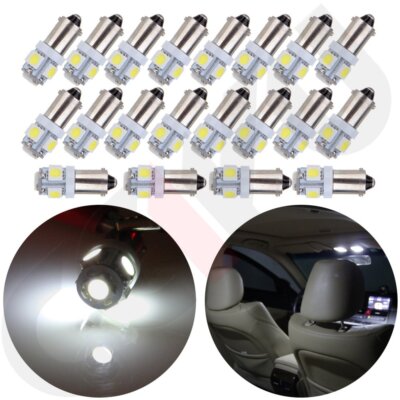 20X 12V T11 BA9S 5-5050-SMD LED White Light T4W 3886X H6W 363 Car Interior Lamp