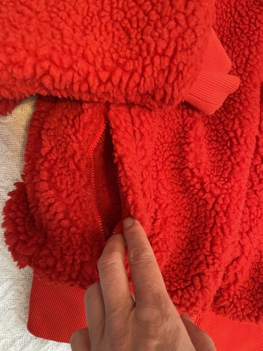 Fabletics bright red Sherpa zip up Crop hoodie. Size S - Picture 5 of 8