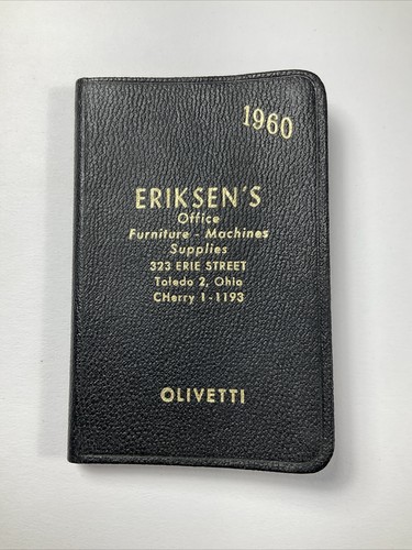 1960 Toledo, Ohio Eriksen's Office Furniture Olivetti Notebook Calendar Planner