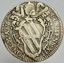 ROMA - CLEMENTE XII 1730-1740 -AG/ GIULIO ANNO VI   RARA !