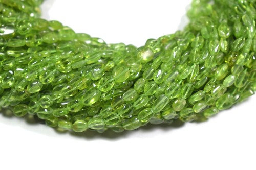 2 Strang Grün Peridot Glatt Oval Form Edelstein Perlen Für Schmuckherstellung... - Bild 5 von 5