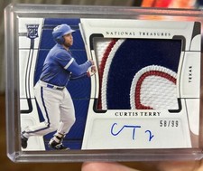 CURTIS TERRY /99 - RC AUTO ON-CARD PATCH RPA - RANGERS - 2022 NATIONAL TREASURES