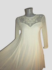 CHELSEA & VIOLET  Ivory Rayon Skater Dress, Size  X-Small,  Lace Inset & Sleeves