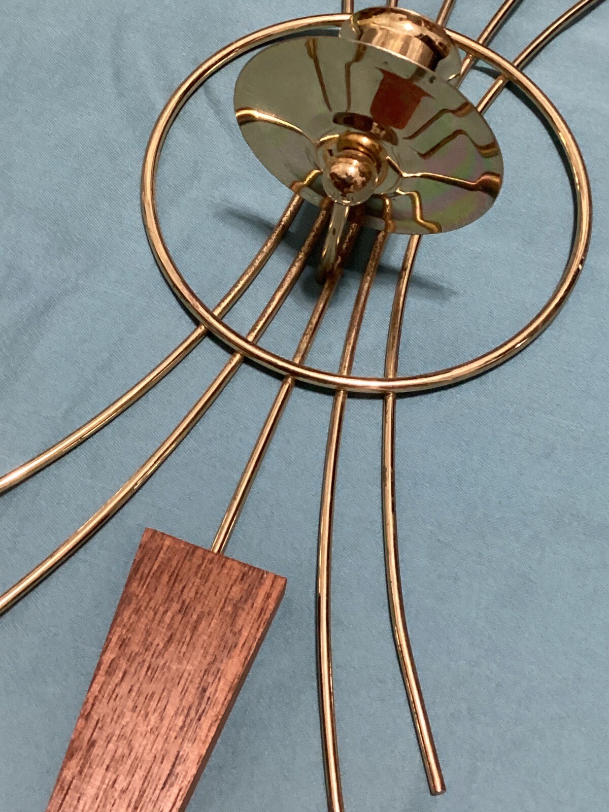 Vintage Pair Atomic Starburst Mid Century Modern Wood Metal Wall Candle Sconces eBay