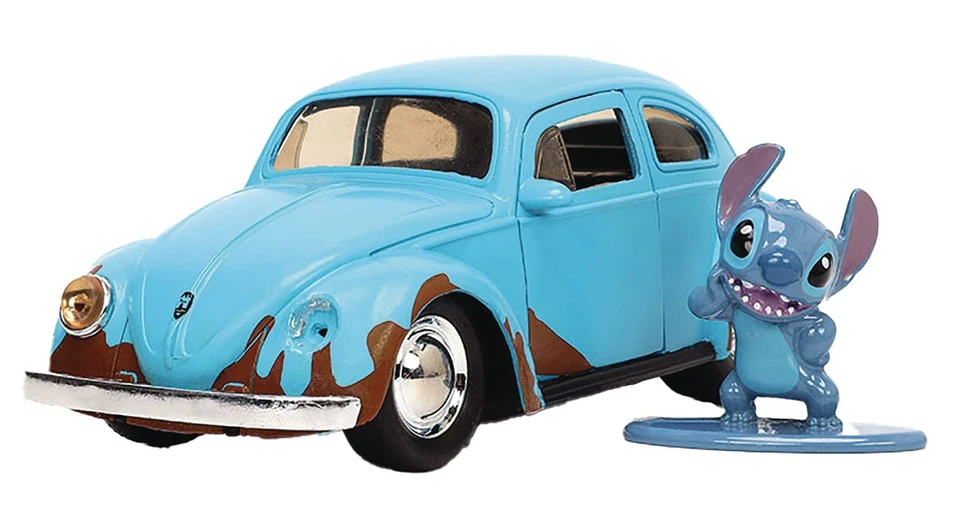LILO & STITCH 1959 BLUE PUNCH BUGGY WITH STITCH FIGURE 1:32 DIE-CAST JADA 2024 - Image 2 of 4