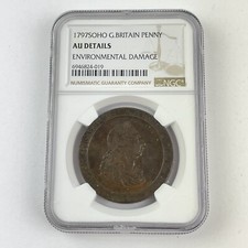 NGC Graded Great Britain 1797 Soho 1797Soho Penny AU Details Environmental Coin