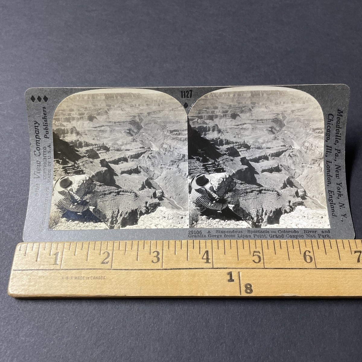Antique 1920s Lipan Point Grand Canyon National Park Stereoview