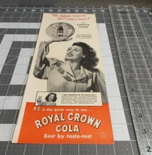 1946 RC Royal Crown Cola Soda Loretta Young Vintage Print Ad