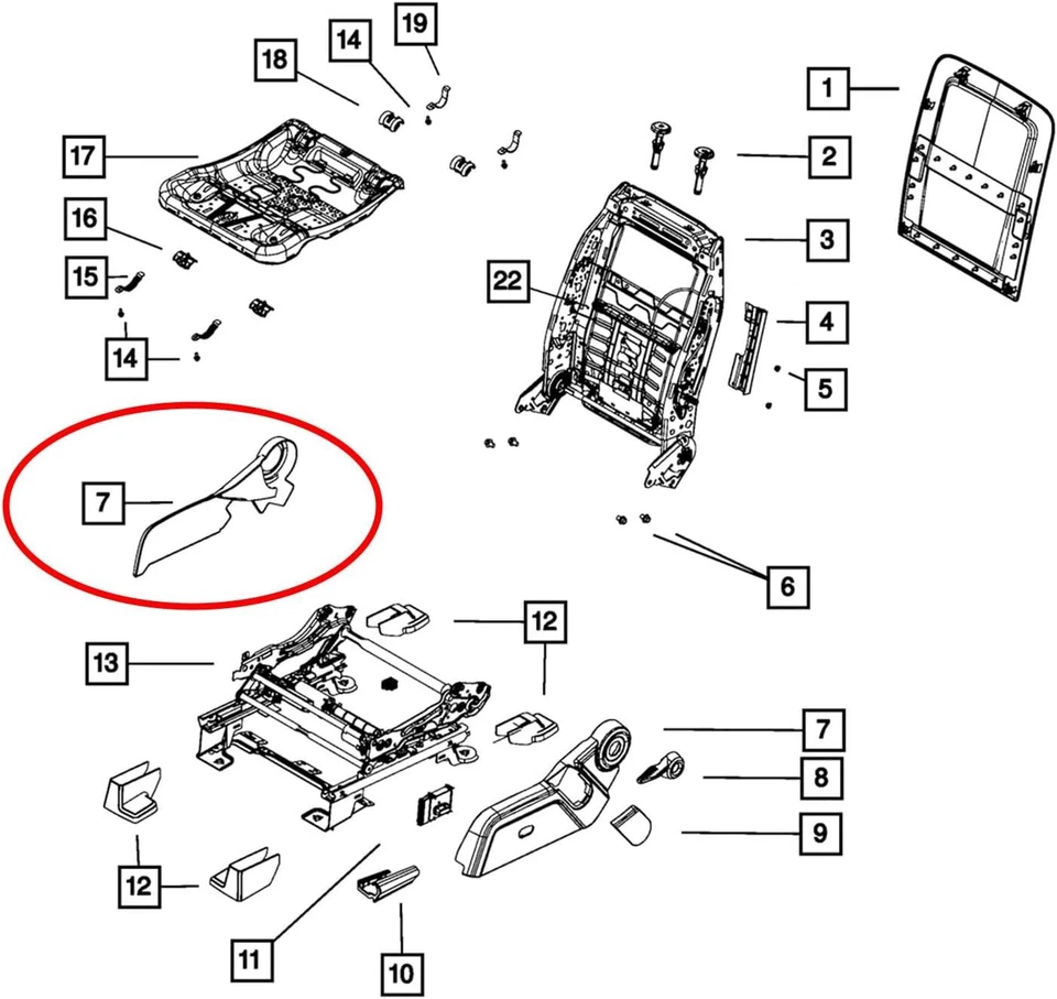 Nuevo para Dodge Journey 2011-2020 lado izquierdo del conductor exterior asiento eléctrico panel de moldura Foto 3 de 4