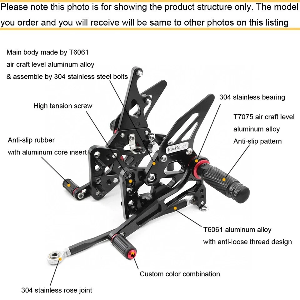 Para SUZUKI GSXR 600 GSXR 750 11-24 estriberas GP pedal cambio reposapiés trasero Foto 2 de 4