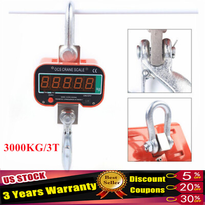 3000KG /6600LBS Heavy Duty Weight Hook Digital Crane Hanging-Scale Industrial