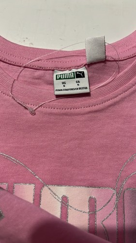 PUMA | Pink Logo Short-Sleeve Tee & Light Pink Stripe Shorts/Size 5 Kids - Picture 4 of 7