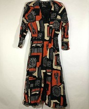 Tribal Duster Jacket Sz M Womens High Front Slit Lined 3 Button Front