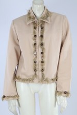 Vintage St. John by Marie Gray Beige Collared Full Zip Jacket Size S