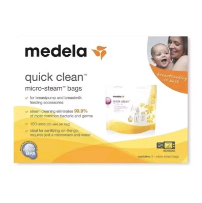 Medela Quick Clean Micro-Steam Bags - 5 Pack, BPA-Free, New in Box