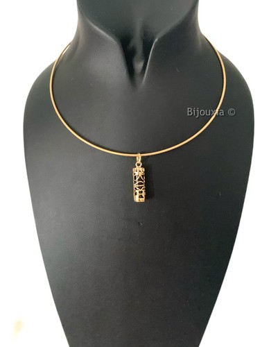 Colgante Tiki Polinesio Chapado Oro 18 Quilates & Onyx Joyas Mixto - Imagen 2 de 8