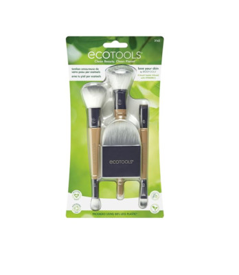EcoTools Love Your Skin Makeup Brush Kit, with Flat Applicator, Under Eye Roller