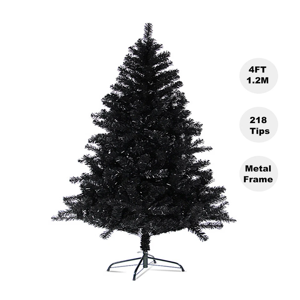 Black Christmas Trees 2.4M/2.1M/1.8M/1.5M/1.2M/90CM/60CM Fluffy Tips Metal Stand - image 4 of 4