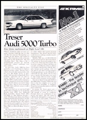 1984 Treser Audi 5000 Turbo Original Car Review Print Article J99