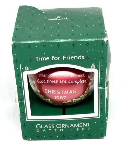 Hallmark Christmas Ornament Glass Time for Friends Vintage 1987 Teardrop NEW - Picture 1 of 10