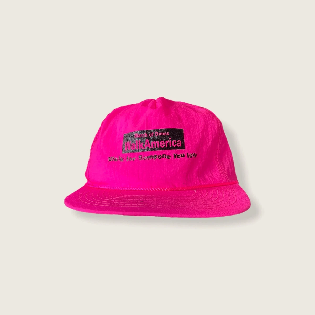 Vintage March of Dimes Mens Hat Cap Pink One Size SnapBack Walk