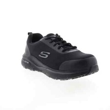 Image of Skechers Arch Fit Mens Black Canvas Athletic Work trainer Sneakers 0086