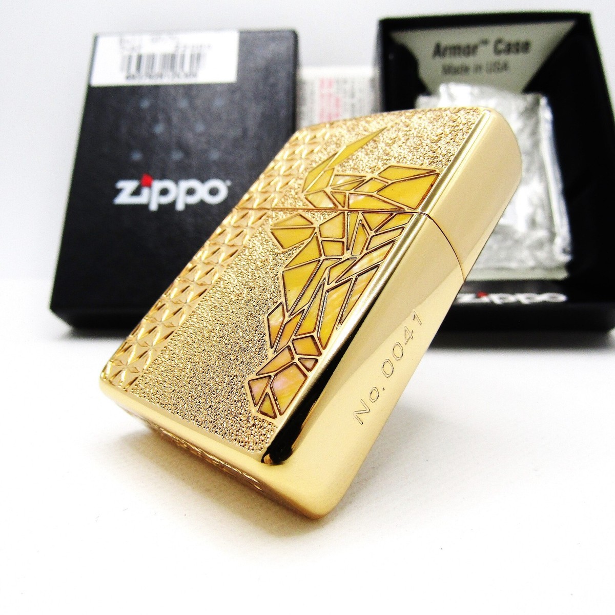 Armor BULL Shell Inlay Buffalo Double Sides ZIPPO Limited Gold