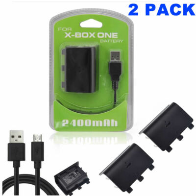 For Xbox One Style Battery 2Pack Controller Rechargeable 2400mAh+Micro USB cable