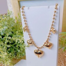 Hearts Charm Necklace For Women Gold Plated